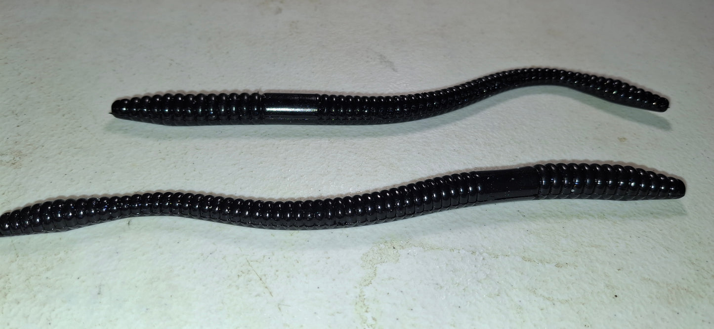 7.25" Straightworms Black Blue Glitter