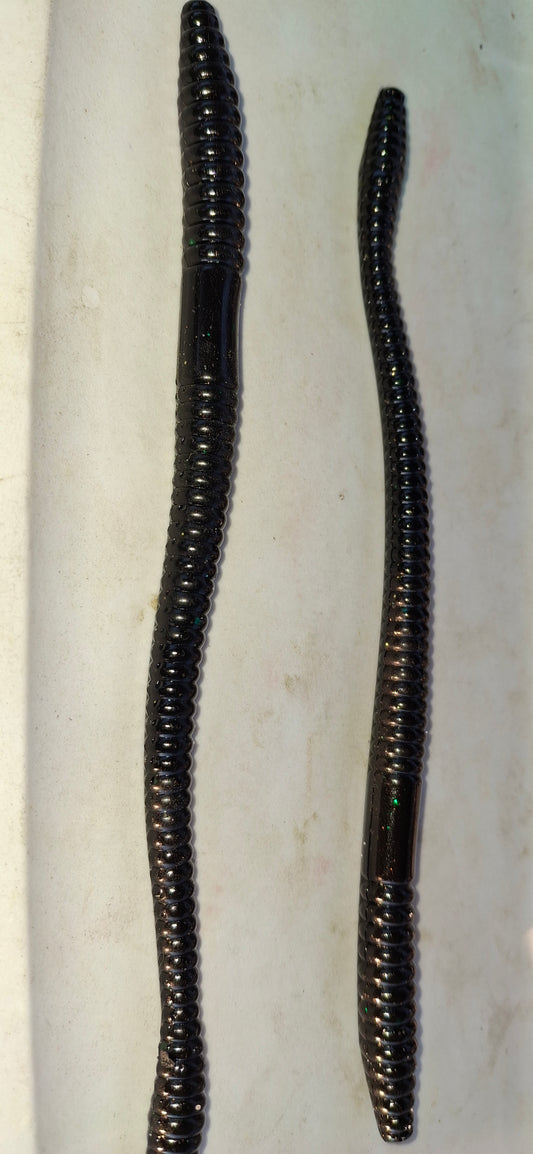 7.25" Straightworms Black Green Glitter