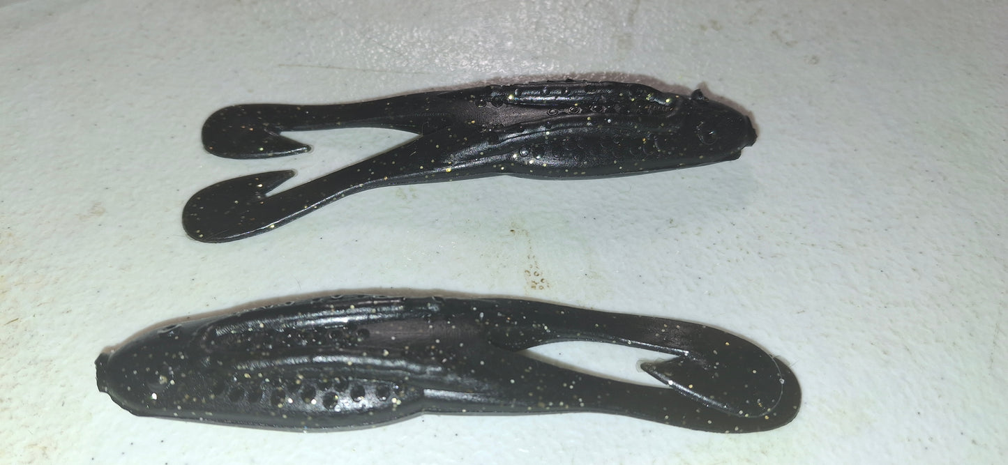 4" Horned Frog Black Gold Glitter