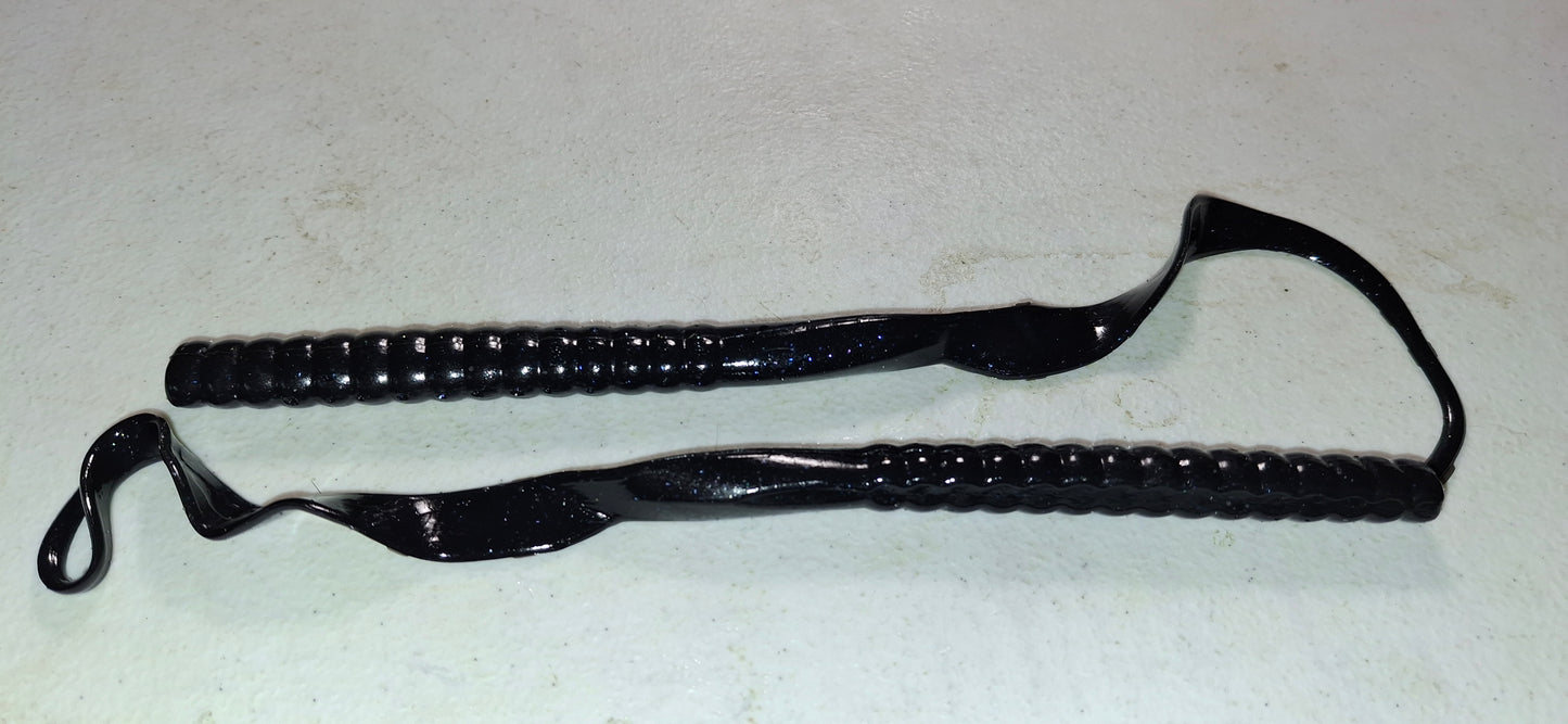 10" Ribbontail Worms Black Blue Glitter